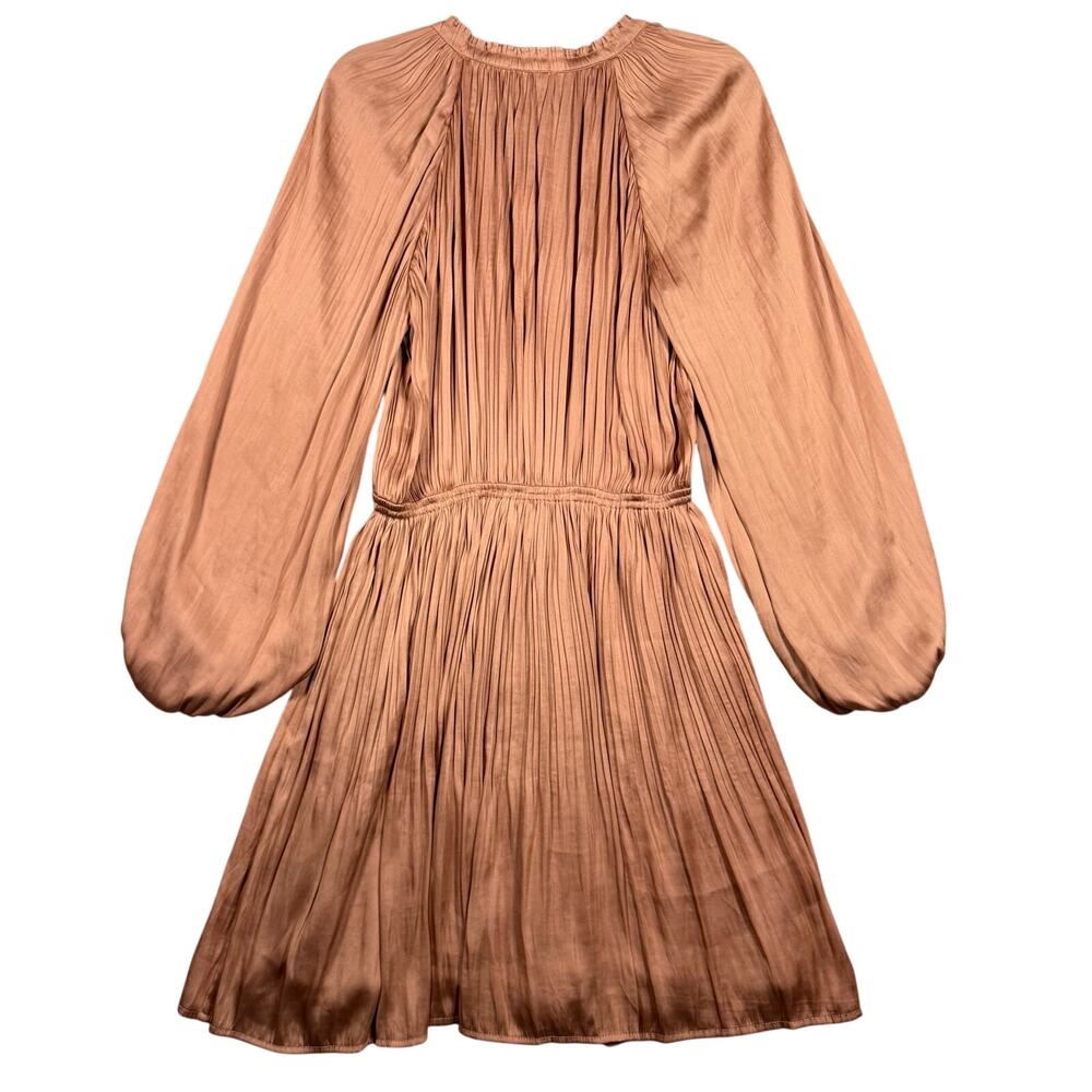 Current Air Rose Gold Satin‎ Pleated Mini Long Sleeve Dress Party - Size XS - Picture 7 of 10